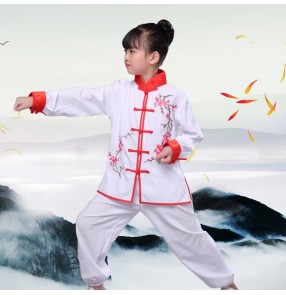 Chinese folk Kung Fu costumes for boys and girls Martial arts clothing children's practice clothes performance uniforms long sleeves martial arts training suits