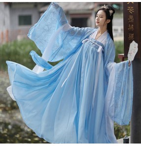 Chinese hanfu for women light blue chinese traditional film cosplay light blue fairy princess dresses anime drama cosplay kimono dress for female