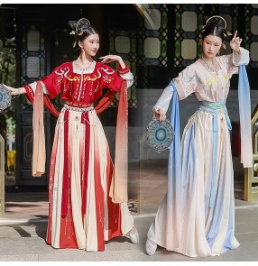 Chinese traditional Hanfu female fairy princess empress photos shooting cosplay dresses for women six-meter swing half-arm Dunhuang flying waist skirt