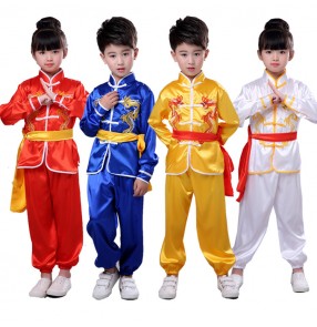 Chinese traditional wushu kungfu martial uniforms girls children boys stage performance competition kungfu taichi martial suit costumes