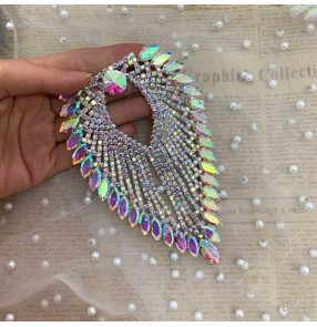 Color white AB heart-shaped tassels DIY Epaulettes rhinestones For Wedding dance dress decoration bag jewelry diamond corsage neckline decoration