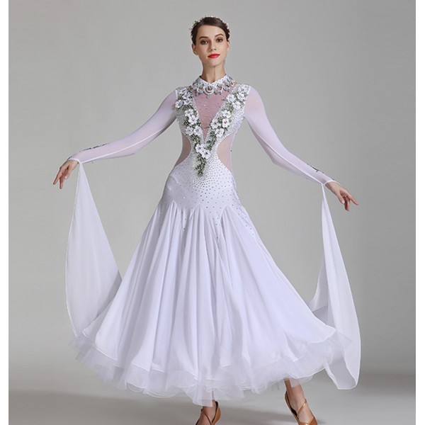 White Latin Tango Ballroom Dance Dress