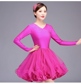 Competition latin dance dress for girls women pink royal blue violet samba salsa chacha latin dance dresses