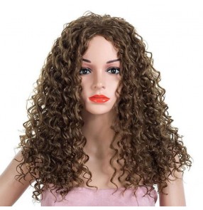 corn curly Wig Synthetic Curly Hair Middle Part drama Cosplay daily use Wigs For Women