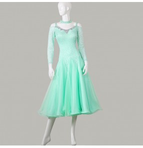 Custom size mint lace Ballroom dance dresses for women girls  tango waltz dance skirts for modern dance practice skirts ballroom dance skirts