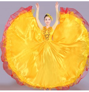 Flamenco dance dress for women girls spanish bull dance skirts stage performance opening dance chorus ballroom dance dresses 540degree