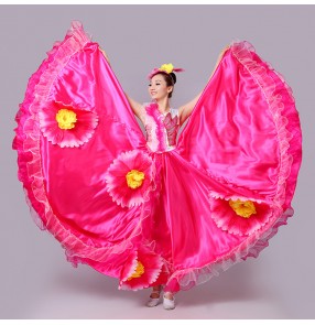 Flamenco petal dresses for women female stage performance ballroom Spanish bull dance opening dance competition costumes dresses