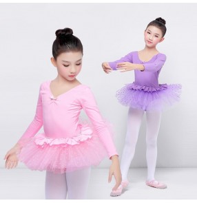 Girls ballet dance dresses pink violet stage performance tutu skirt professional modern dance gymnastics dance costumes