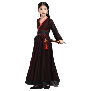 Girls children chinese ancient fairy hanfu chinese folk dance costumes stage performance christmas halloween party drama cosplay dresses