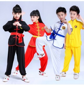 Girls children taichi wushu kungfu Taekwondo uniforms boys kids school stage performance taichi competition suits costumes