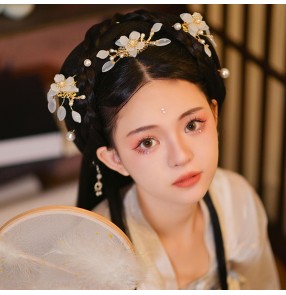 Girls Hanfu Fairy Headdress film photos shooting cosplay flower Hairpin Set  ancient chinese folk costume hair accessories Female daily antiquity barrette