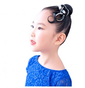Girls kids competition latin ballrom dance hair bangs hair accessories performance dance headdress 