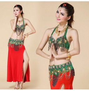 Belly dance clothes costume belly dance set indian dance wear 3pcs bra &skirt &Belt 9 colors for your choice.