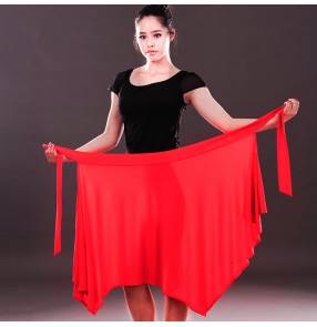 Black red leopard colored women's ladies female sexy fashion exercises competition latin samba salsa cha cha dance skirts  triangle hip scarf skirts