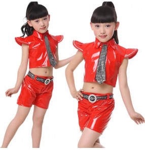 Black red royal blue paillette sashes with tie girls kids child children toddlers stage performance modern dance jazz hip hop ds dj singer street dance costumes clothes