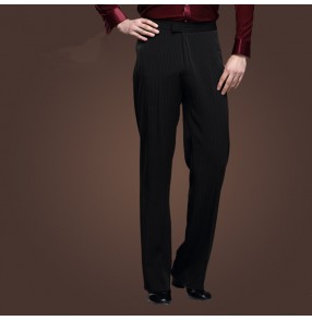 Black small vertical striped colored men's male mans mens competition professional long length stage performance latin ballroom tango waltz jive dance pants trousers