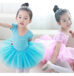 Blue turquoise pink yellow colored girls kids child toddlers baby professional competition gymnastics ballet tutu skirt ballet dance costumes dress set 