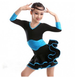 Child Long-sleeve One-piece Dress Ballet Gym Suit Ballet Dance Latin Dance dress Kids Dance Wear Leotard ballroom waltz flamenco