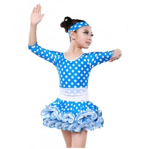 Children kids polka dot latin dance dress