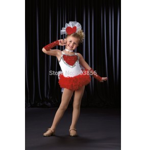 Children performance wear modern ballet tutu female child jazz dancing costume dress paillette