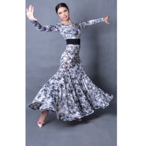 Flamenco dress Dancing Modern dance costume Ballroom dance dress Long sleeve flower 