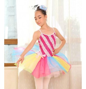 Girls children colorful patchwork tutu ballet dance dress