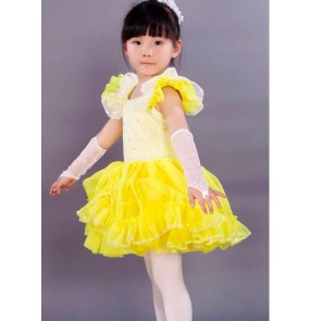 Girls Children yellow tutu skirt ballet dance dress