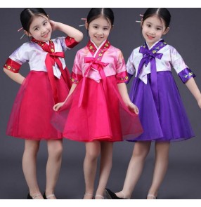 Girls kids children baby Korean girls cos play folk dance modern dance party dresses stage performance costumes dreses