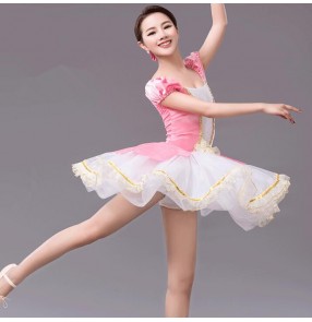 Girls Kids pink and white patchwork ballet dancing dress