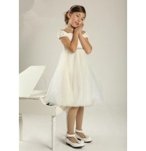 Girls  kids white long ballet dance dress