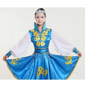 Girls Mongolian costume dance clothes Chinese minority clothing apparel Mongolia clothes dance costume dresses stage 