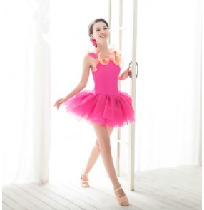 Kids girls adult fuchsia leotard tutu skirt ballet dance dress