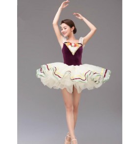 Kids girls adult velvet  leotard skirt tutu ballet dance dress custom size
