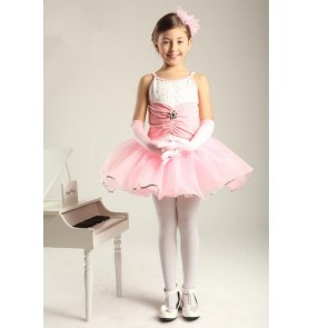 Kids girls pink leotard skirt ballet dance dress