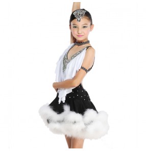 Latin Dance Dress Children With Hand sewing Stone Girls Dance Dress Kids Ballroom Dance Competition Rumba/Cha Cha/Tango Dresses