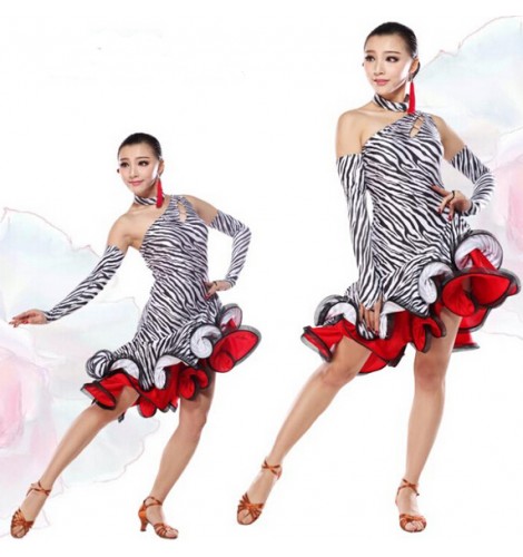 Leopard Latin Dance Dress Women Competition Ballroom Dance Dress Latin ...