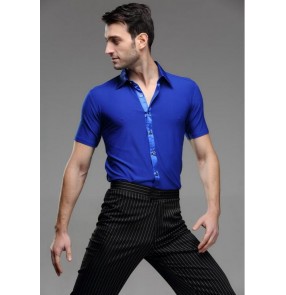 Men's ballroom latin short sleeves latin dance shirt top 