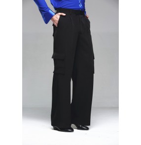 Men's male competition with pockets wide leg latin ballroom dance pants
