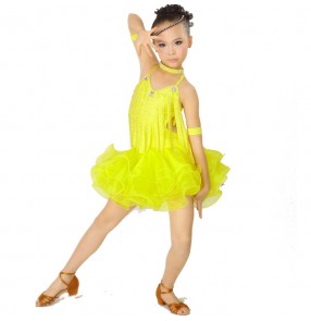 Polyester Budsilk Sleeveless Latin Dance Dress Ballroom Dance Dress Latin Girls