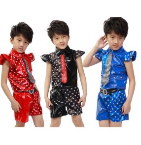 red black royal blue  star colored boys kids child children toddlers baby stage performance jazz dance modern dance hip hops costumes stage performance costumes dresses