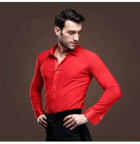 Red Male Latin male adult Latin ballroom dance shirts
