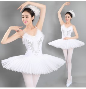 White red black fuchsia Women's Adult ladies Professional competition Swan Lake Tutu Ballet Costumes  Platter Skirts ballet Dance Dresses 