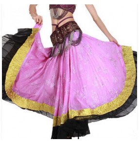 Women's full skirted floral printed flamenco dance skirt ballroom dance skirt (only skirt)