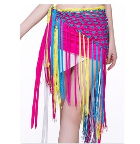 Women's girls triangle long tassel  hip scarf belly dance costume mix colors ( only hip scarf)