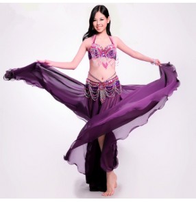 Women's indian Egypt  sexy belly dance costume sets  bra skirt  waistband big swing skirt 