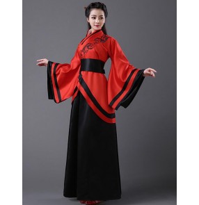 Women's ladies blue and white , red and black patchwork ancient Chinese classical traditional folk dance costumes stage performance cos play dynasty fairy dresses  