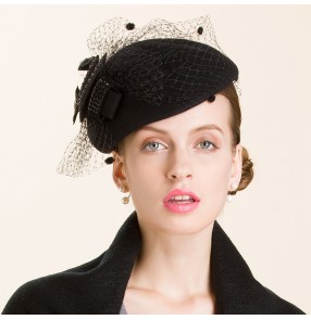 Women's socialite party 100% handmade wool fedoras fascinators wedding pillbox hat 