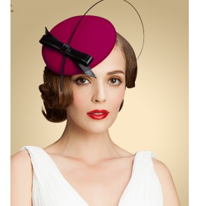 Womens Lady Vintage Fascinator 100% Wool Hair Pillbox Hat Bowknot Veil Felt Cocktail Party Wedding 