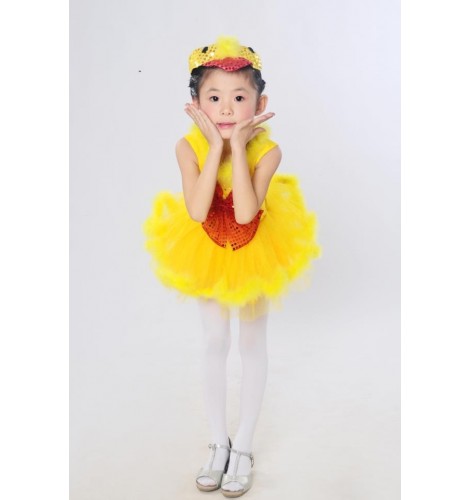 Yellow gold colored feather paillette kids child children girls ...