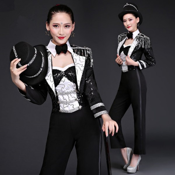 Jazz Dance Costumes For Women Adult Magician Costume Suit Gogo Dancers Modern Dance Crutches Hip